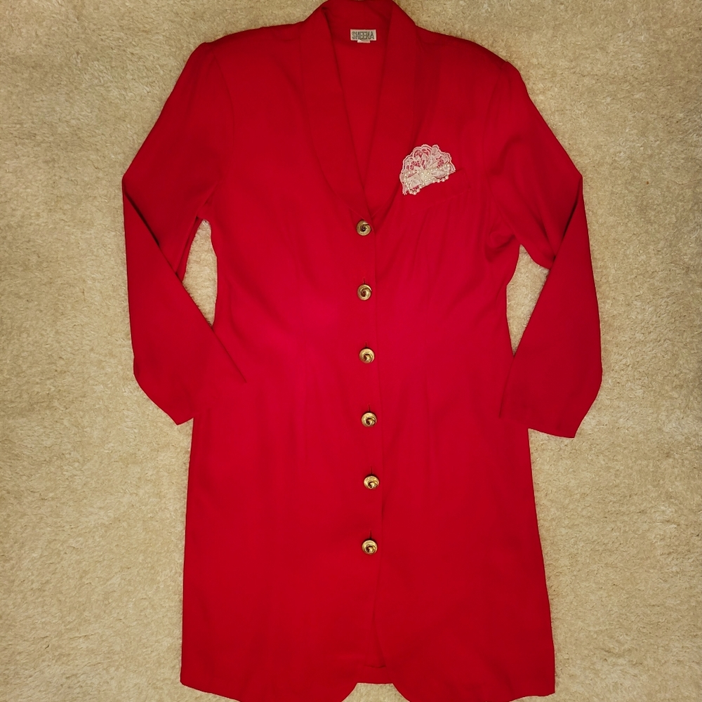 Sheena dress with gold buttons size 18 best fit 14-16 red
